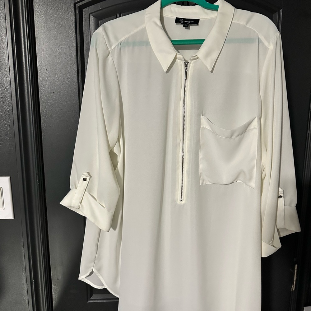 White Blouse with Zipper
